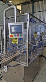 Linha completa de envase com envasadora rotuladora rosqueadora posicionador frascos Tecman Nelpas Tecnoenvase Tudela para l�quidos cosm�ticos